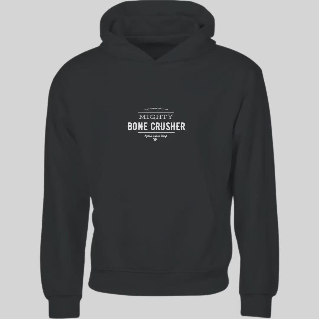 Mighty Bone Crusher hoodie in Black and Ink, 100% organic cotton – product video