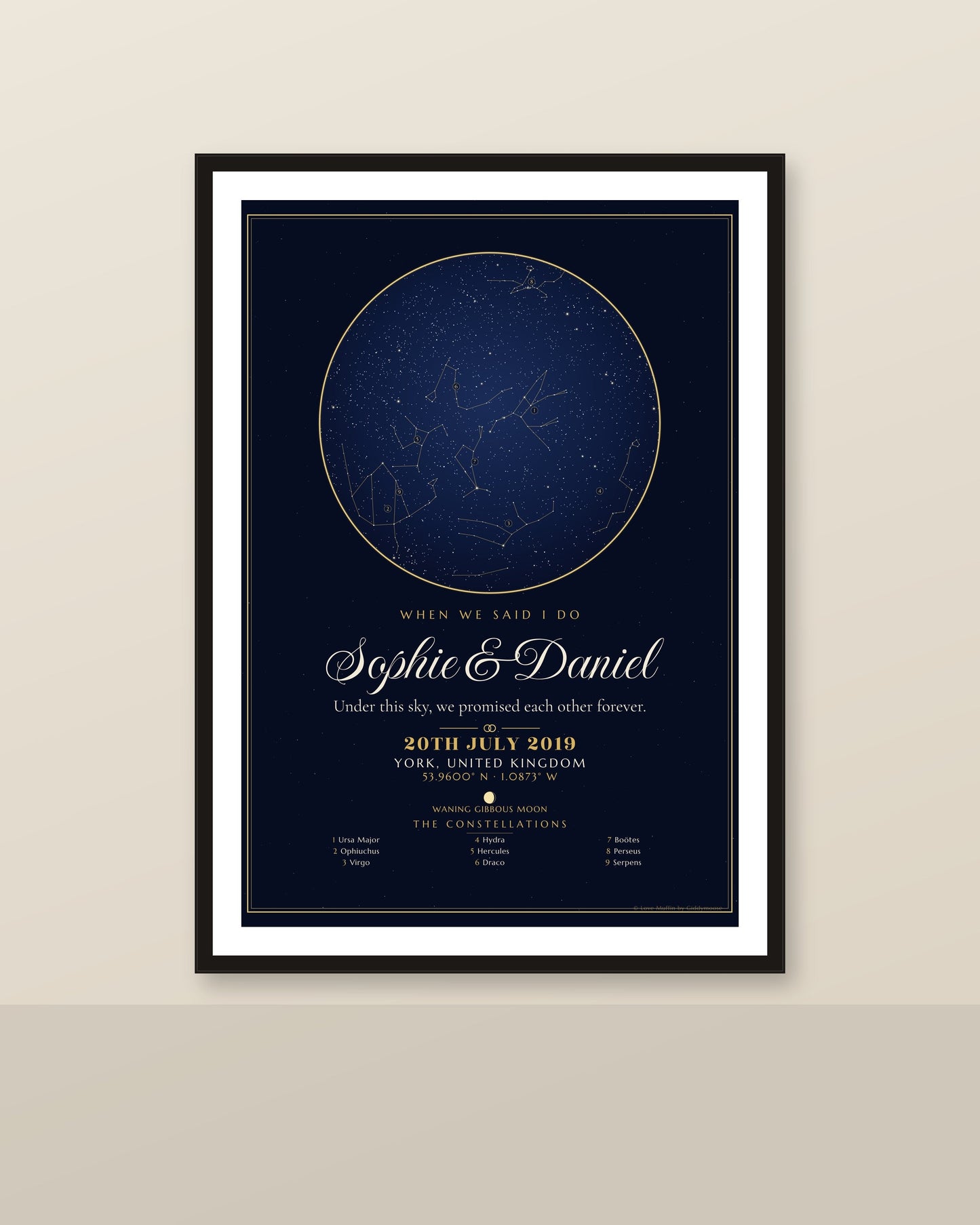When We Said I Do personalised star map print — custom night sky by date
