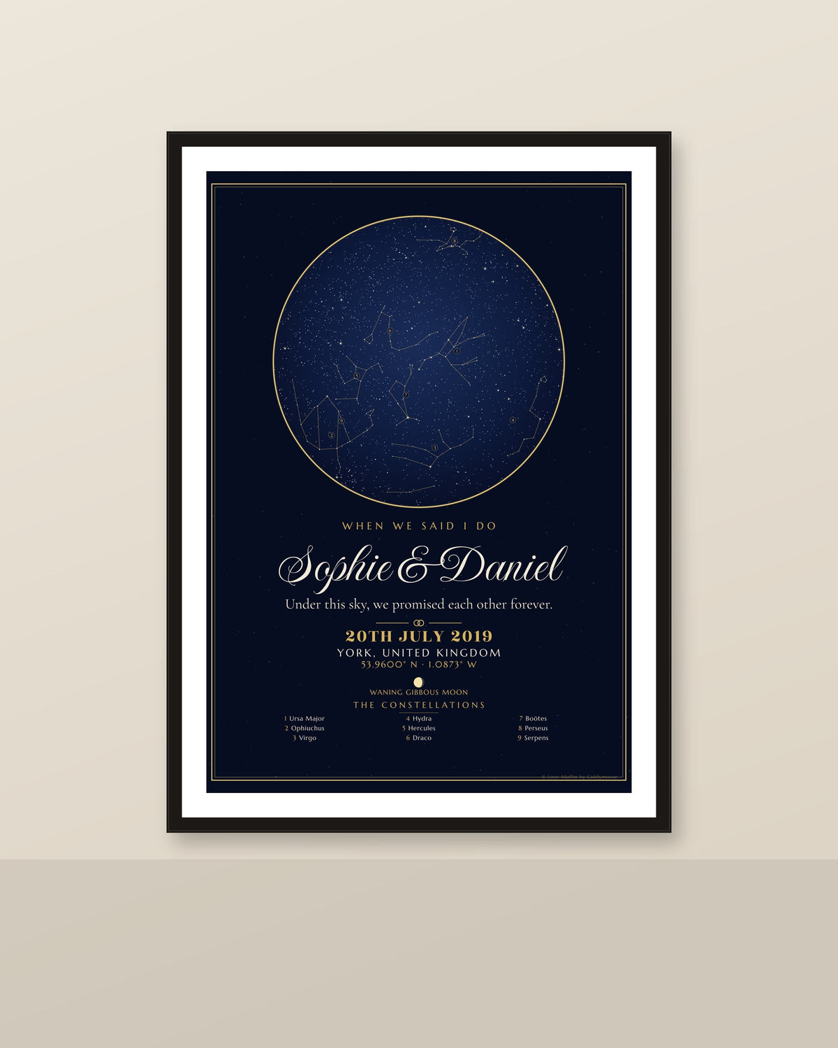 When We Said I Do personalised star map print — custom night sky by date