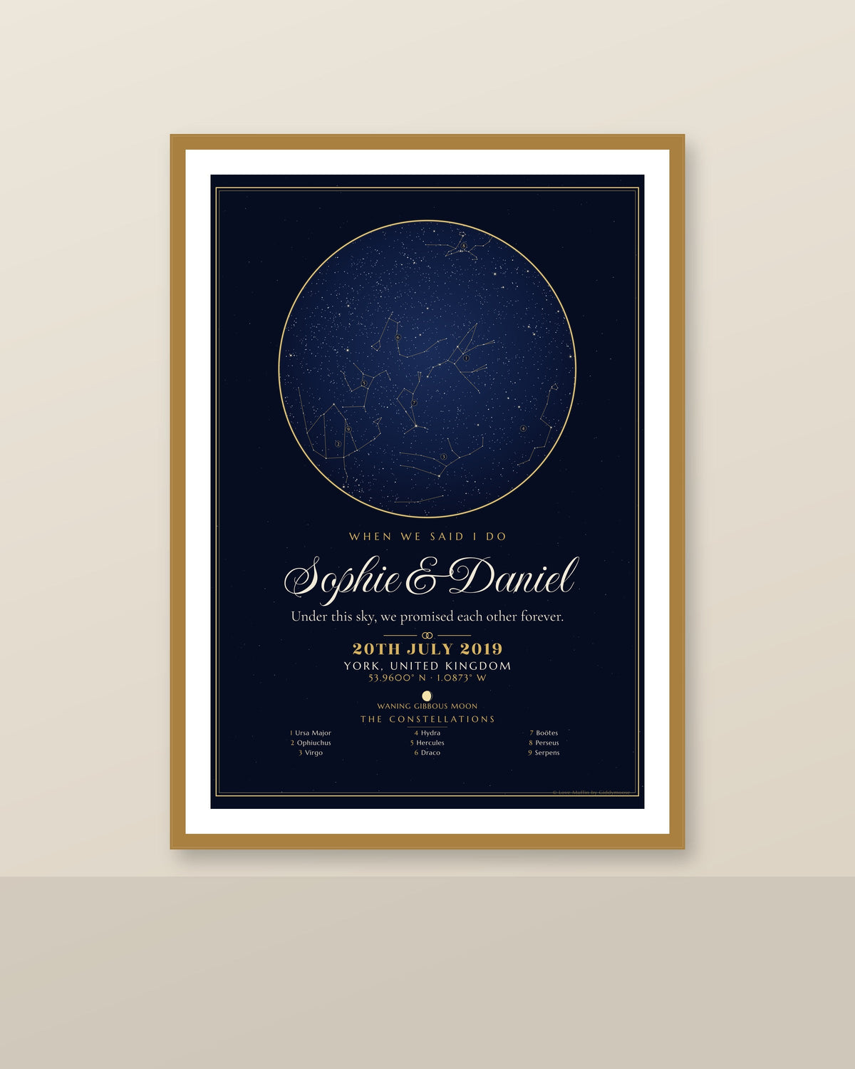 When We Said I Do personalised star map print — custom night sky by date