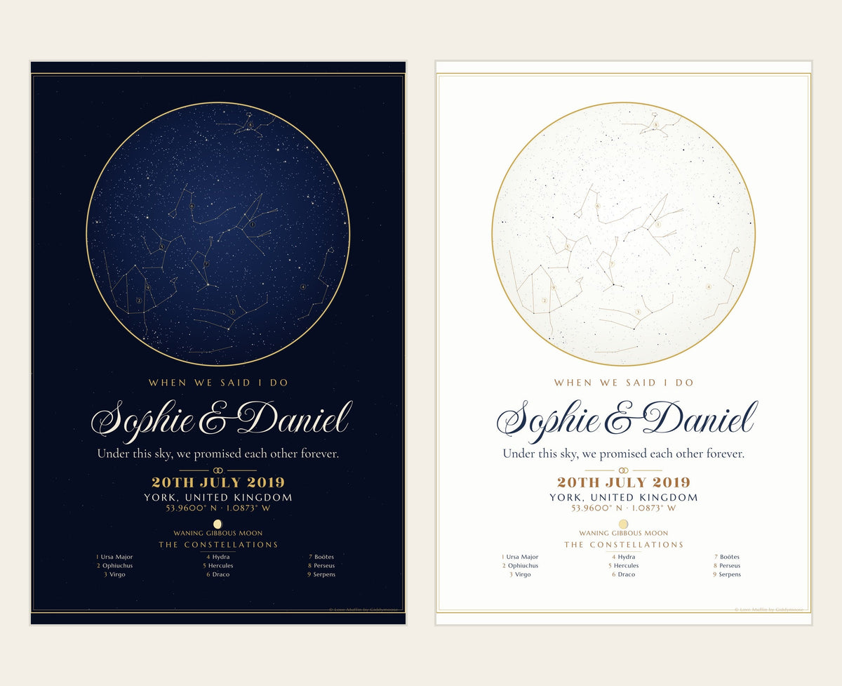 When We Said I Do personalised star map print — custom night sky by date
