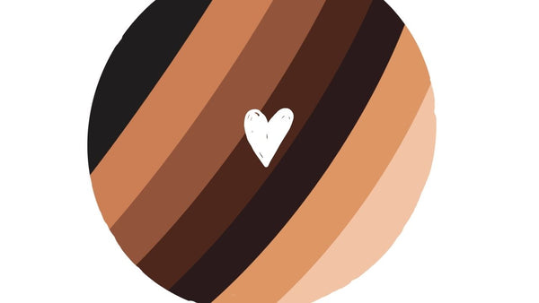 Embrace Melanin globe with a heart - no words, white background. Zoom background.