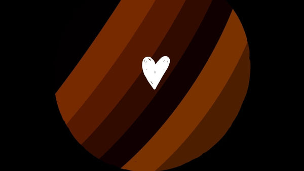 Embrace Melanin globe with a heart - no words, black background. Zoom background.