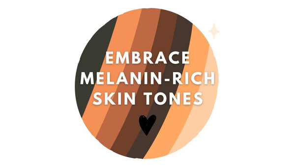 Embrace Melanin globe with the words Embrace Melanin-rich skin tones  against a white background. 