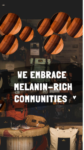 we embrace Melanin-rich communities picture with lights that look like the Embrace shades striped globe,