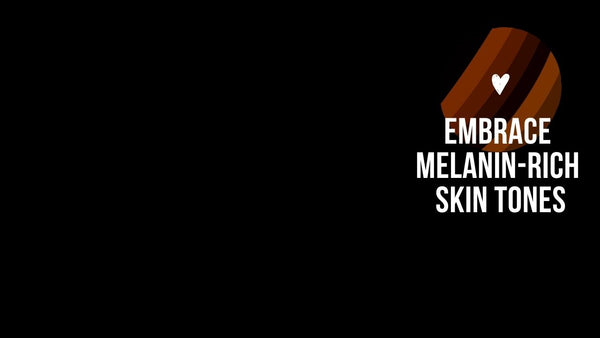 Embrace Melanin-rich skin tones globe with a heart on the right, black background. Zoom background. Black