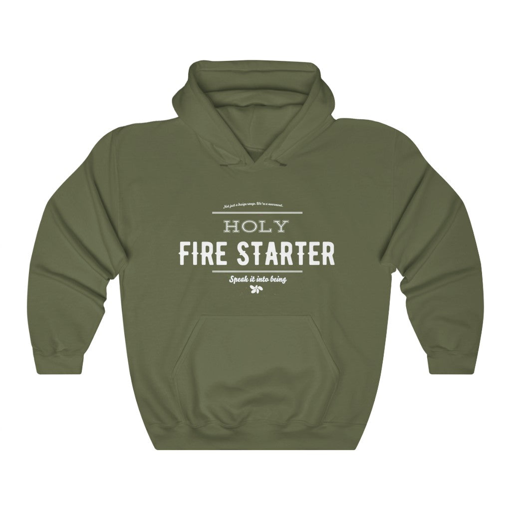 Military Grren - Holy Firestarter Hoodie - Be like Elijah - Speak it into being G wear at Giddymoose.com