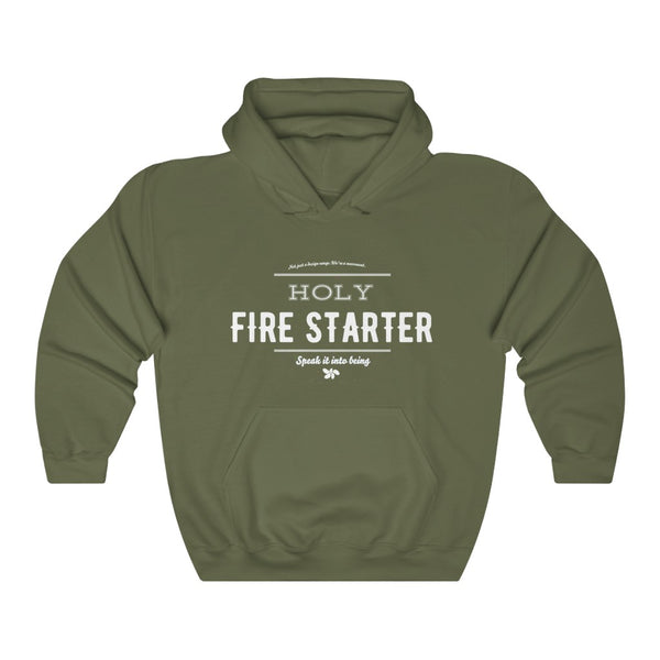 Military Grren - Holy Firestarter Hoodie - Be like Elijah - Speak it into being G wear at Giddymoose.com