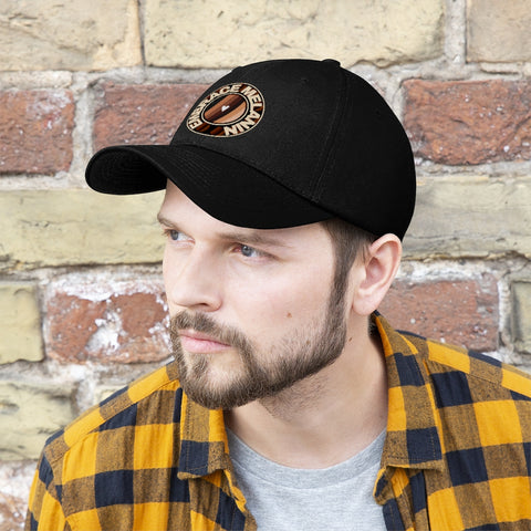 Man wearing embrace melanin globe on a black cap